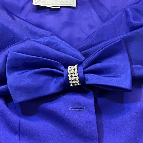 VTG 80's Michael Marcella Purple Off Shoulder Top w/Bow & Pencil Skirt Suit 4 - Picture 4 of 15